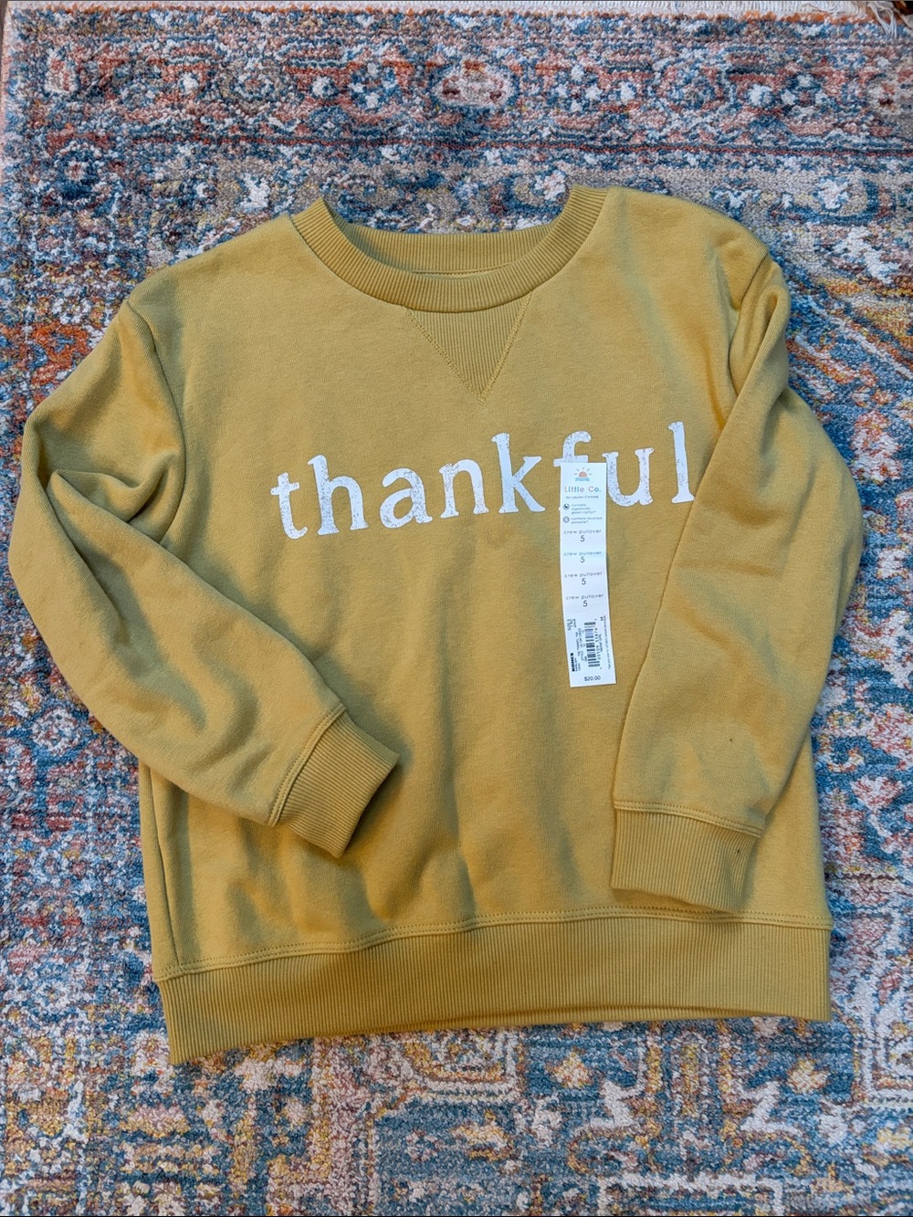 Kids 'Thankful' Crewneck Sweatshirt - Mustard